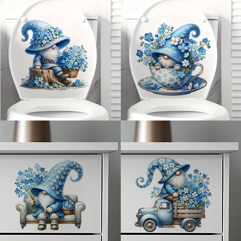 Home Bargains - KT322# Funny Gnome Toilet Stickers Decoration