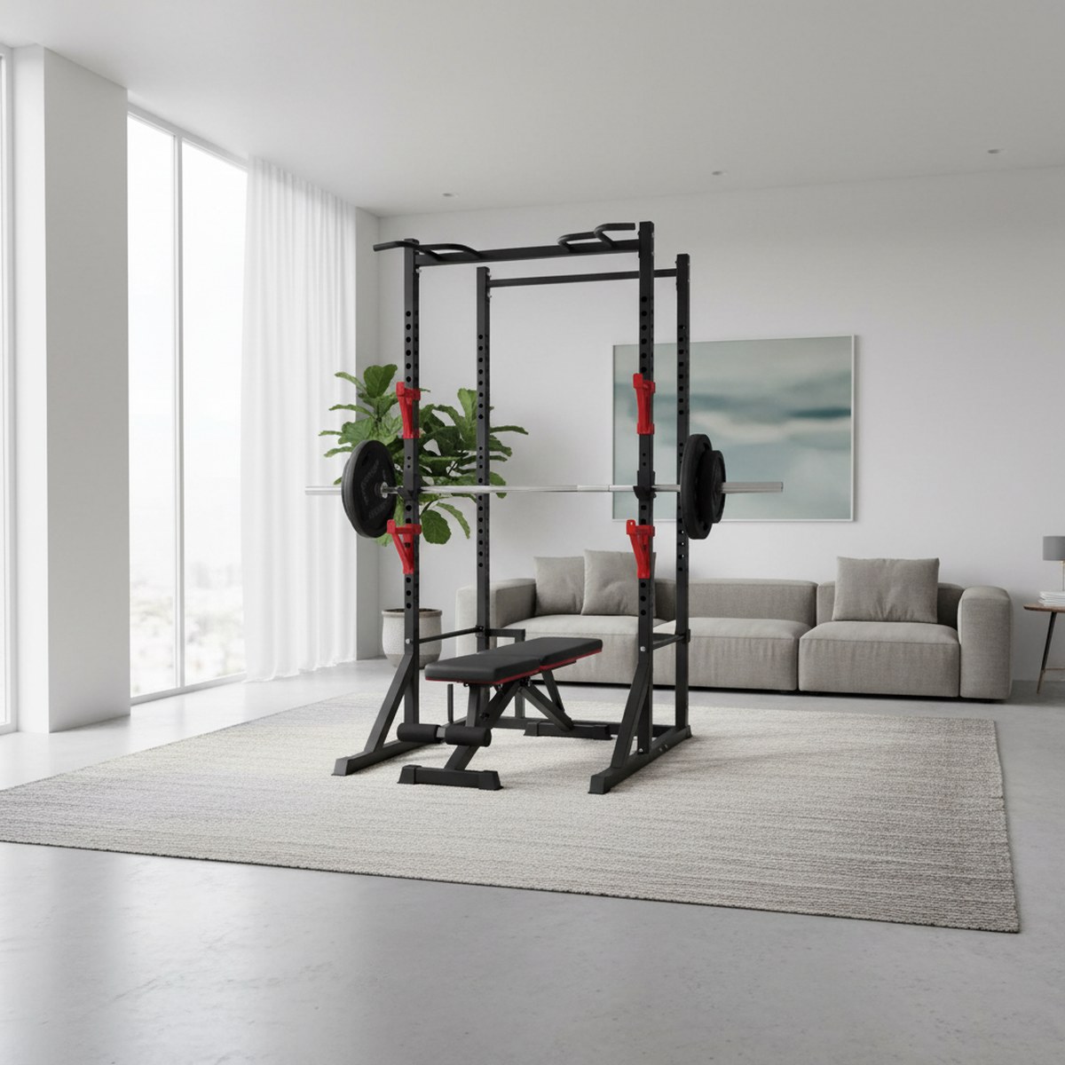 Adjustable Power Rack with Pul - Home Bar Stand review and price