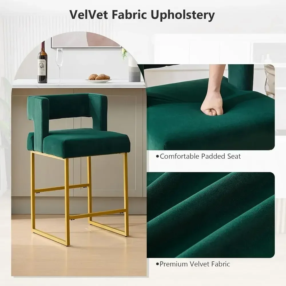 Set of 2 Green Velvet Bar Stoo - Home Bar Stools review and price