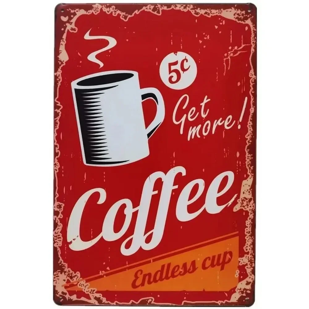 Plaque Metal Signs Drink Coffe - Home Bar And Coffee review and price