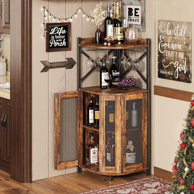 Corner Bar Cabinet with Glass  - Home Bar And Cabinet review and price