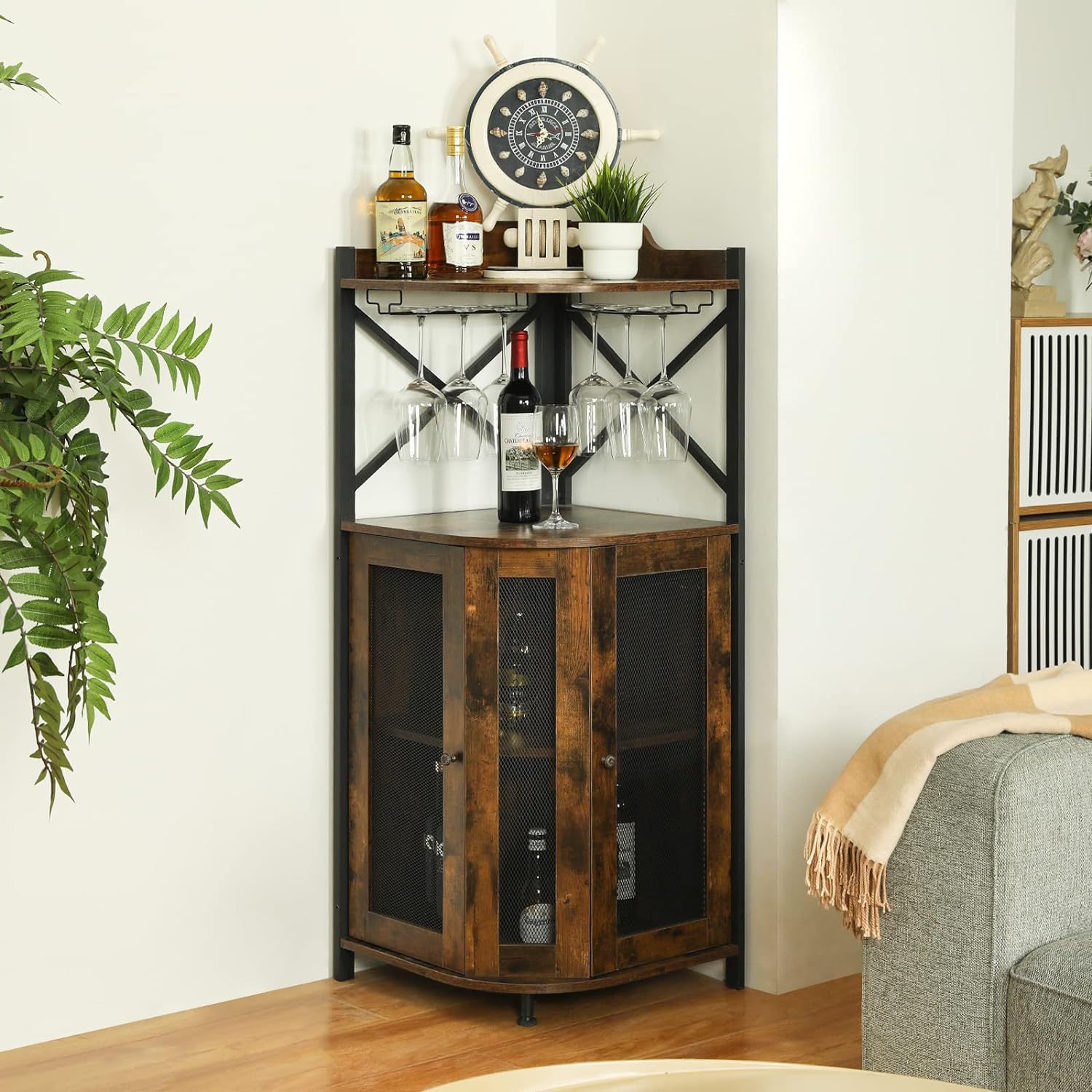 Corner Bar Cabinet with Glass  - Home Bar And Cabinet review and price