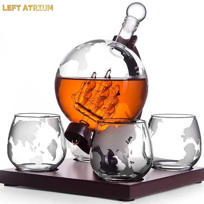 Glass globe shaped decanter, w - Decanter Globe Set review and price
