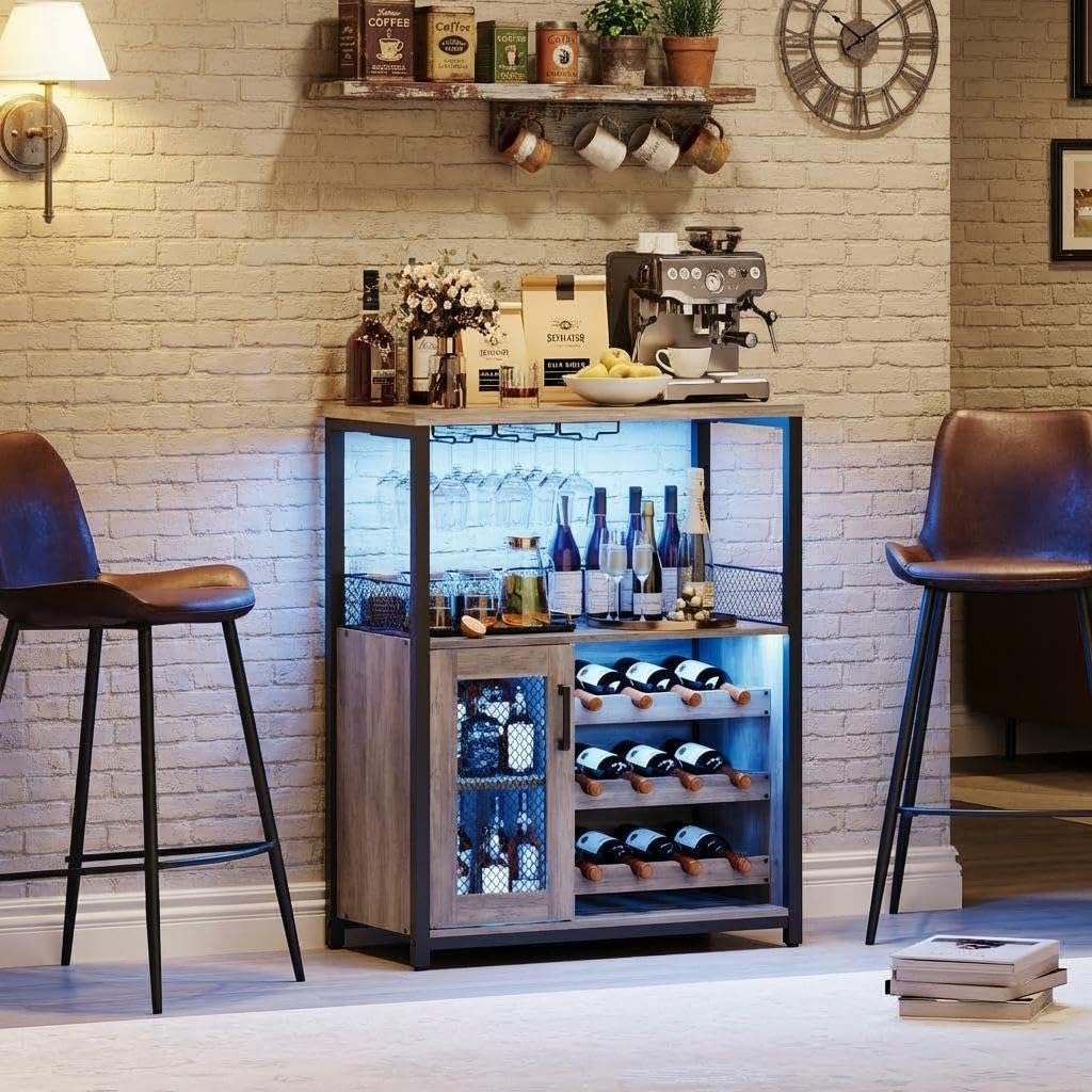 3 Tier Wine Bar Cabinet LED Li - Home Bar And Cabinet review and price