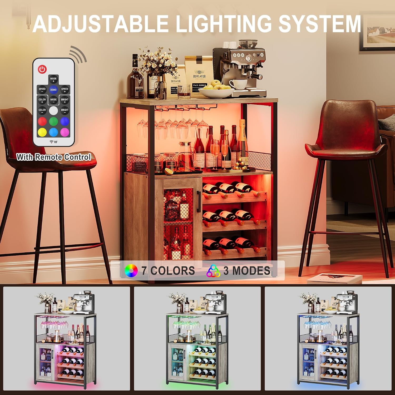 3 Tier Wine Bar Cabinet LED Li - Home Bar And Cabinet review and price