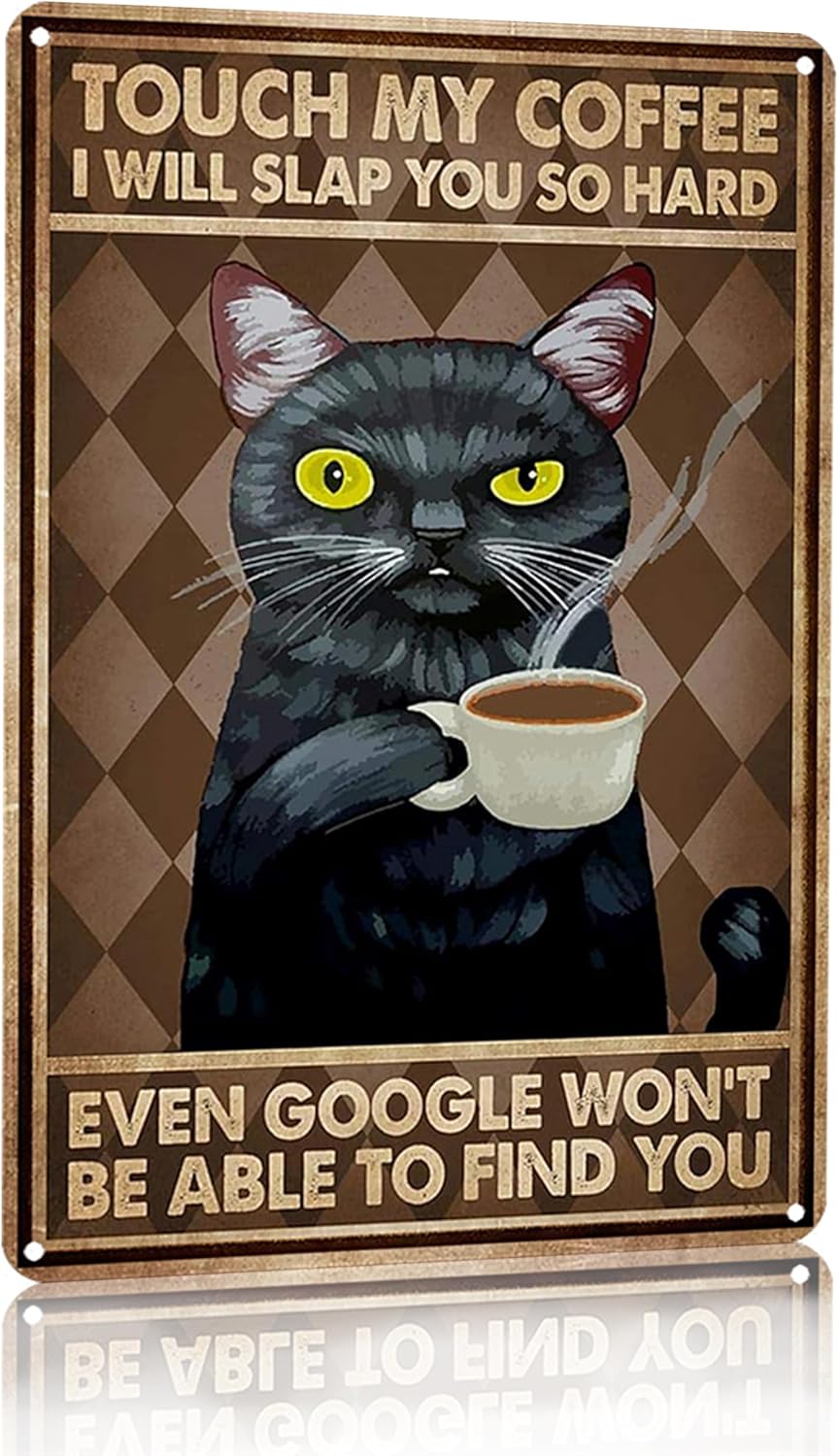 Funny Black Cat My Coffee I Wi - Home Bar And Coffee review and price