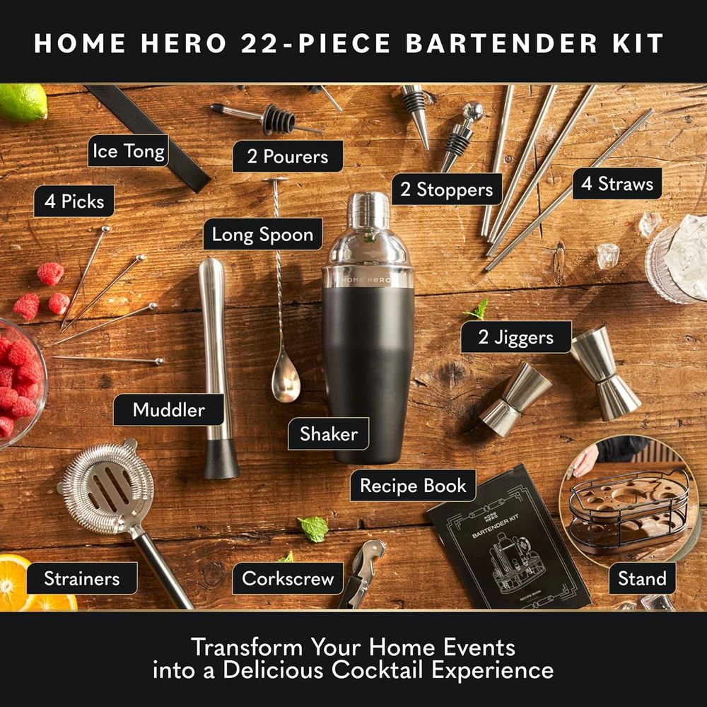 22-Piece Cocktail Shaker & Bar - Cocktail Recipe Book review and price