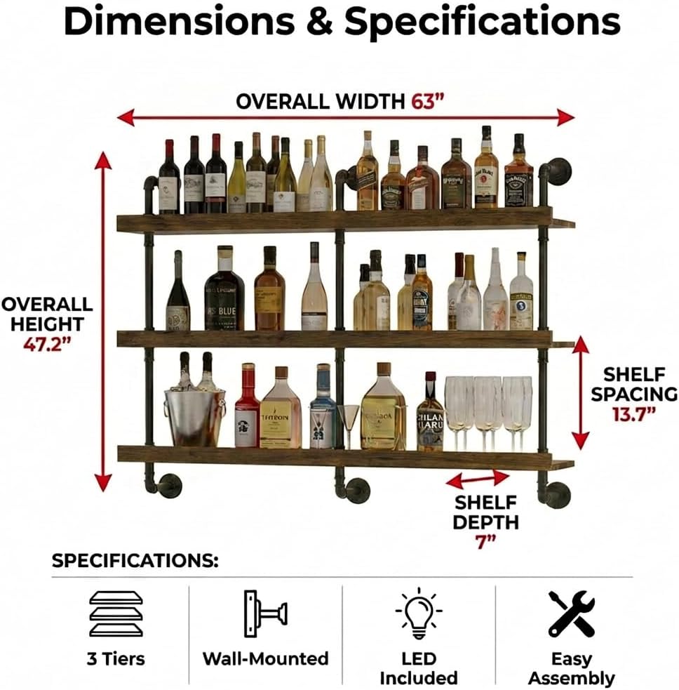 Wall Mounted Wine Rack With LE - Home Bar Stand review and price