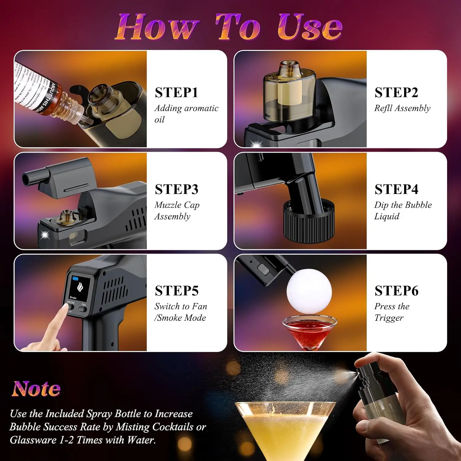 Electric Cocktail Smoke Bubble - Smoking Gun Kit review and price
